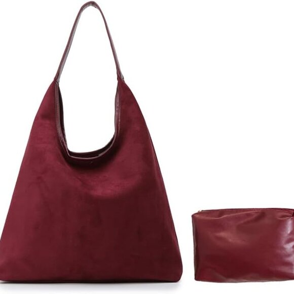 Brown Suede Tote Bag for Women Large Capacity Trendy Everyday Purse - Picture 1 of 6